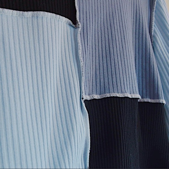 Blue/Black Contrast Stitching Long Sleeve Shirt - Picture 3 of 4